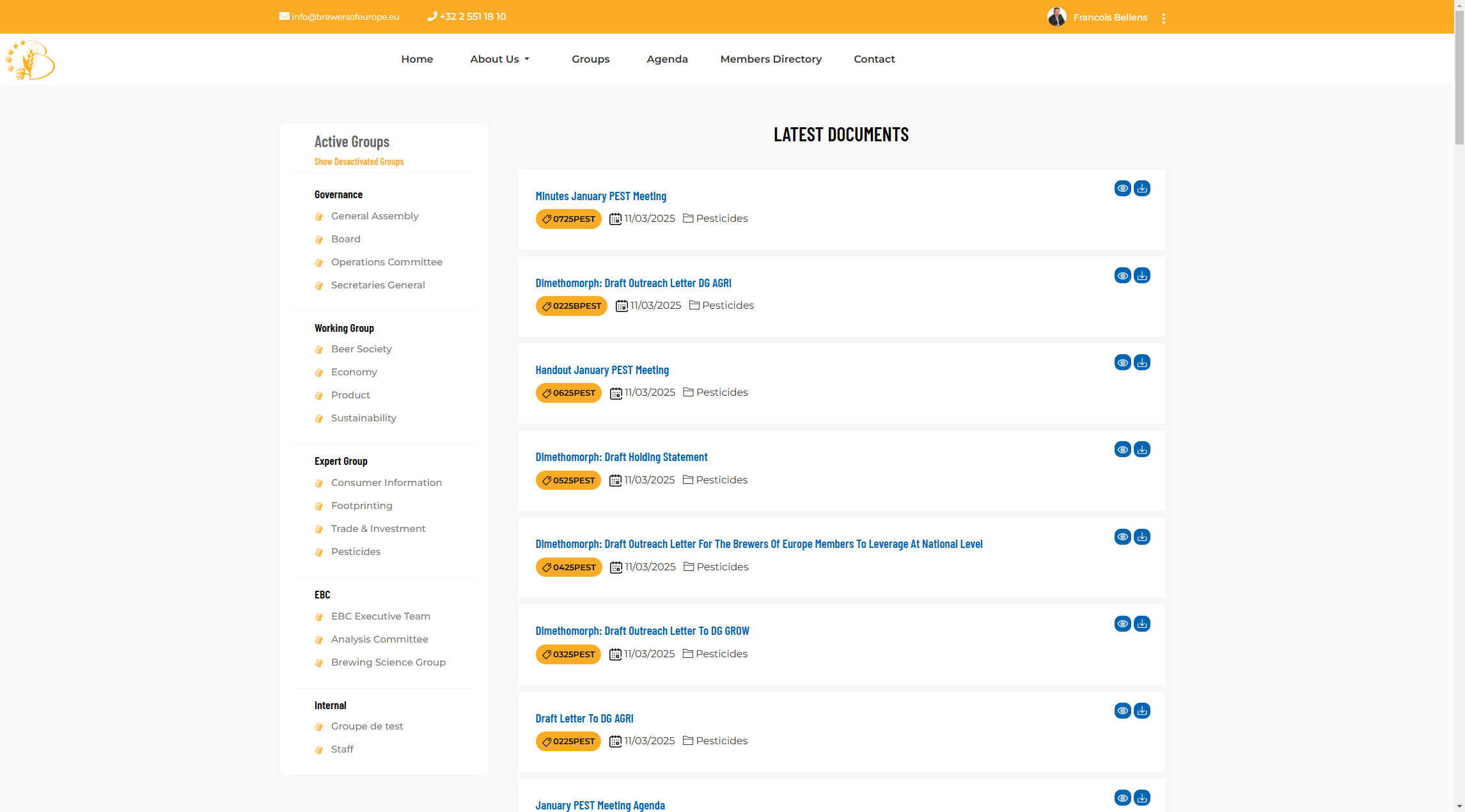 Browsing groups - latest documents