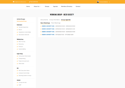 Agenda with coming and past meetings